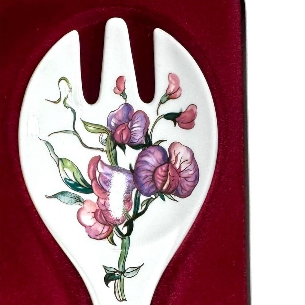 Villeroy & Boch Botanical White Salad‎ Serving Set 2 Pieces Fork & Spoon Floral - Picture 4 of 16